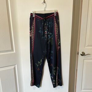 Johnny Was Floral Wide Leg Pants - Black and Pink